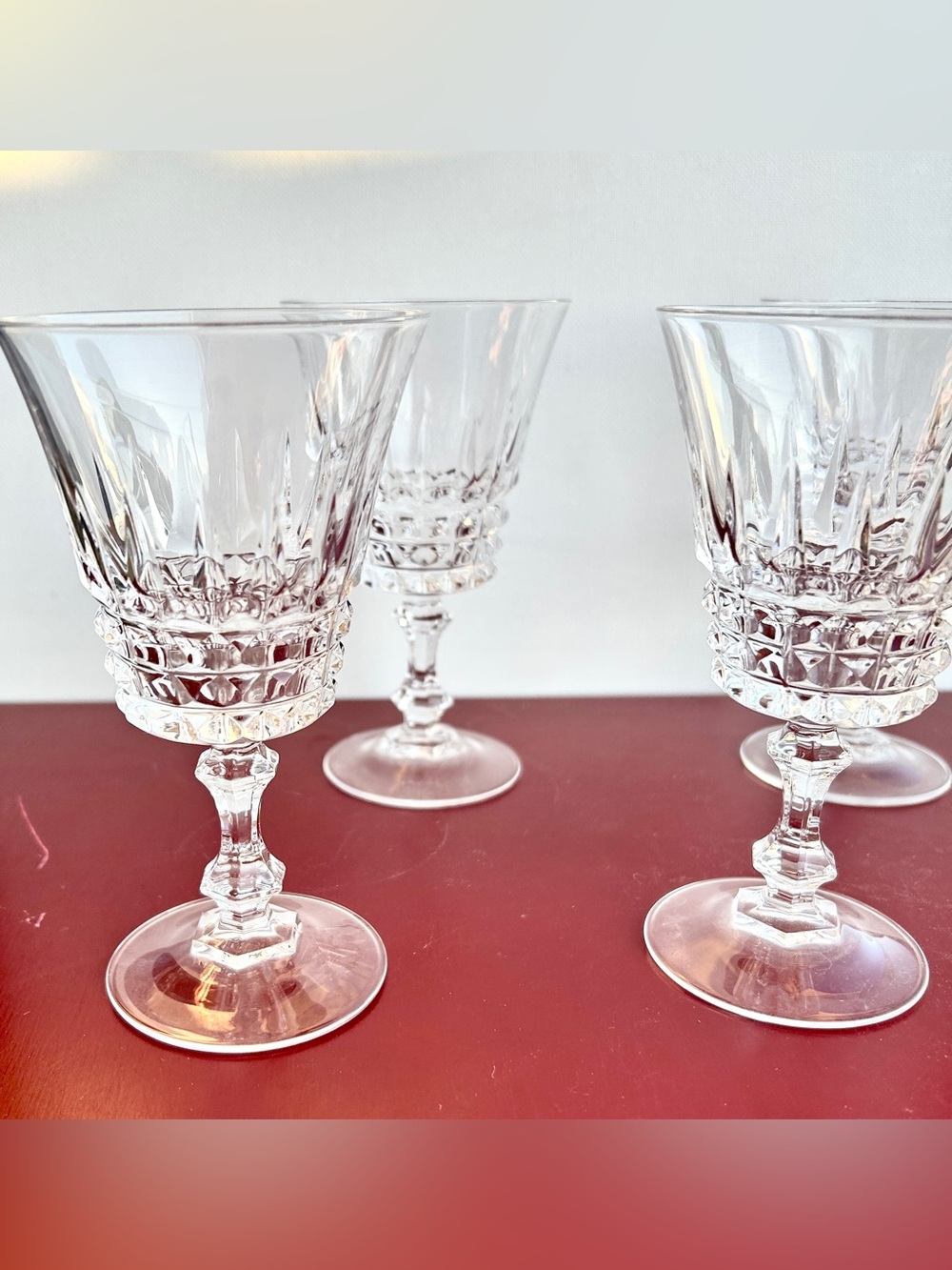 Vintage W.M. Dalton Elegant French 24% Lead Crystal Wine Glasses 5.25” SET OF 4